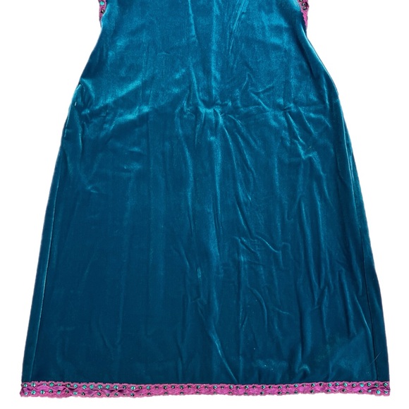 RARE Vintage Betsey Johnson New York Velvet Lace Ribbon Sequin Slip Dress - Picture 7 of 12